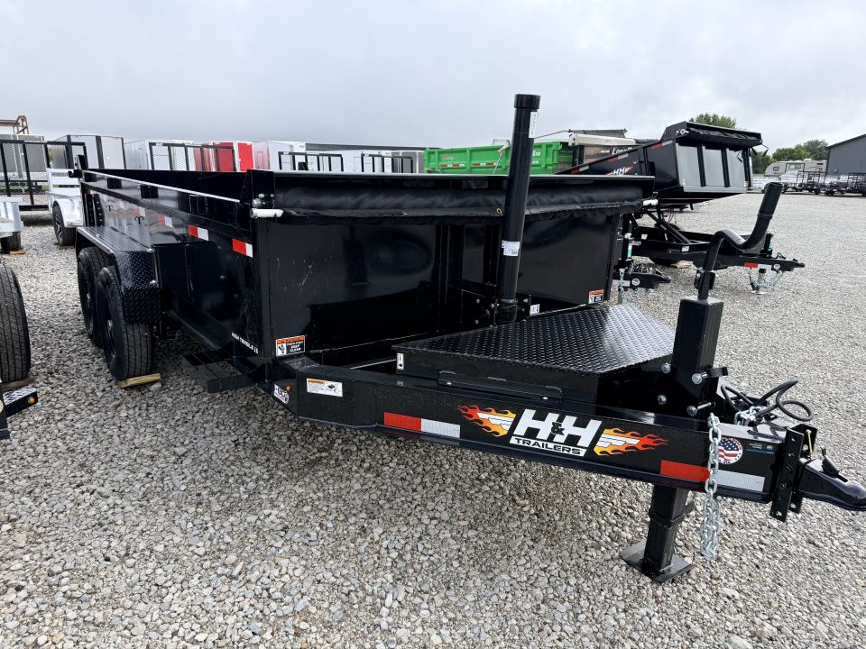 New 2027 H&H Black 83"x14' 15.4k Telescopic I-Beam Dump Trailer