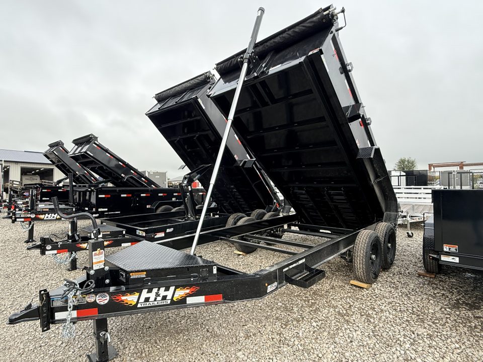 New 2027 H&H Black 83"x14' 15.4k Telescopic I-Beam Dump Trailer