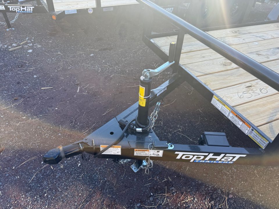 New 2026 Top Hat Trailers 83X16 Pipe Rail Utility Flatbed Trailer Pull out Ramps