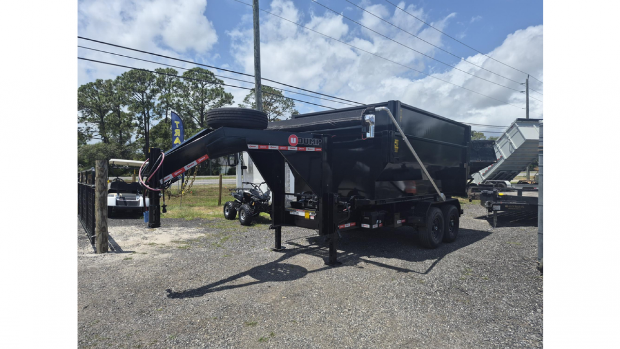 New 2026 U-Dump Trailer Gooseneck Roll off 7K w/Electric Brake Axles & a 15K Industrial Winch with 14 Ply Tires with 2 12 Yard Roll Off Containers Roll Off