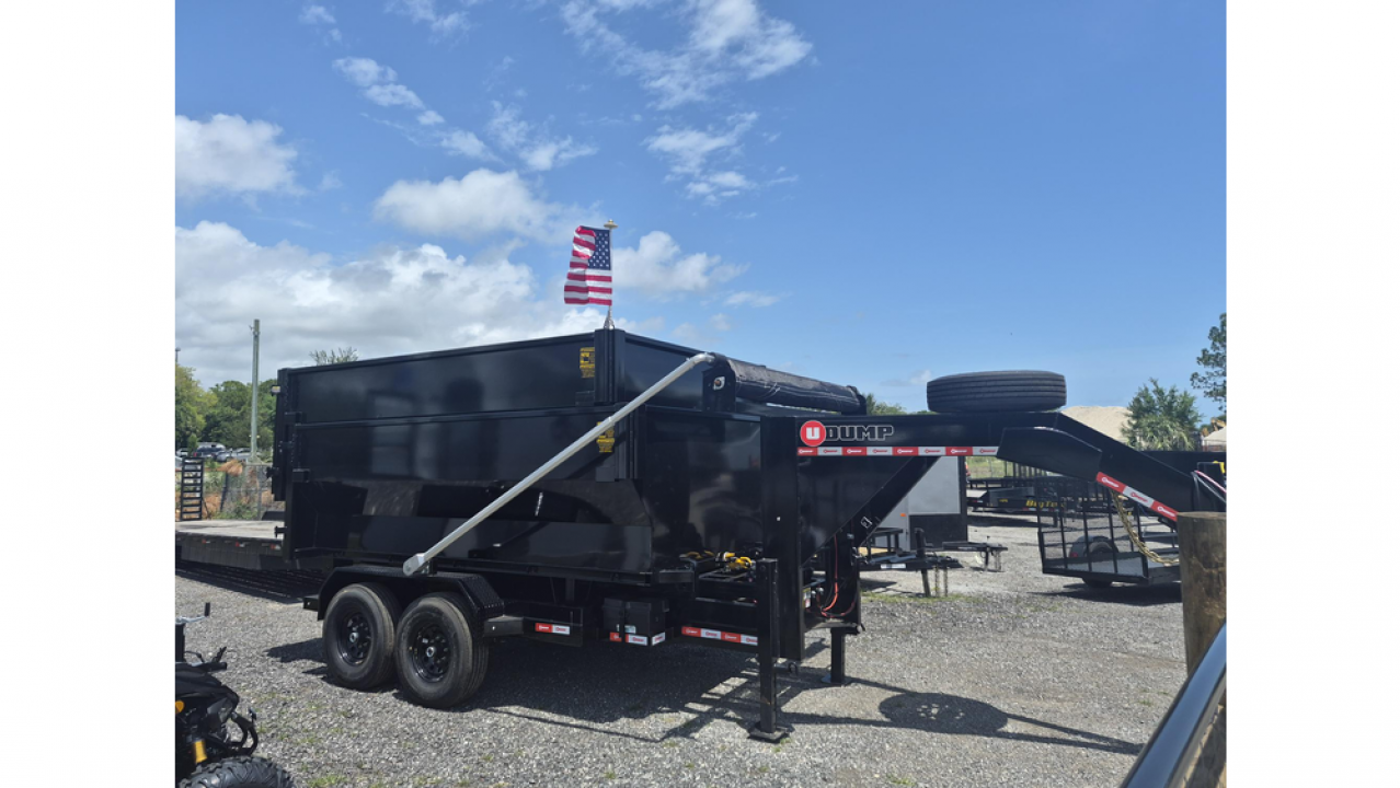 New 2026 U-Dump Trailer Gooseneck Roll off 7K w/Electric Brake Axles & a 15K Industrial Winch with 14 Ply Tires with 2 12 Yard Roll Off Containers Roll Off