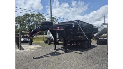 New 2026 U-Dump Trailer Gooseneck Roll off 7K w/Electric Brake Axles & a 15K Industrial Winch with 14 Ply Tires with 2 12 Yard Roll Off Containers Roll Off