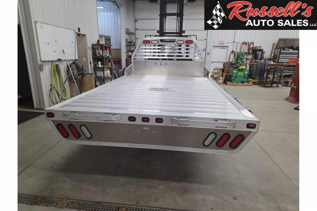 New Moritz International TBA8-114 DRW 84'' CA DRW ALUMINUM Flatbed w/Trap Door and Gooseneck Hitch Plate