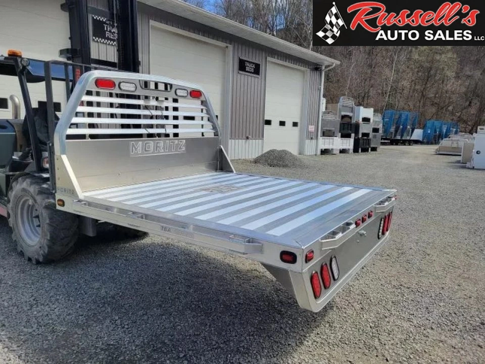 New Moritz International TBA7-7 SRW ALUMINUM 6.5' Flatbed w/Trap Door and Gooseneck Hitch Plate