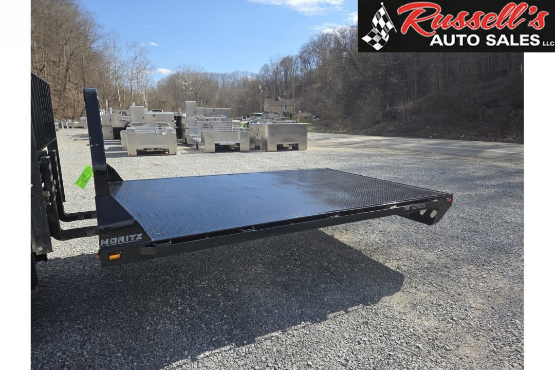 New Moritz International TB8-114 84'' CA DRW Flatbed w/Trap Door and Gooseneck Hitch Plate