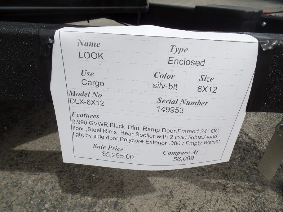 6×12 Enclosed Cargo Trailer photo 8