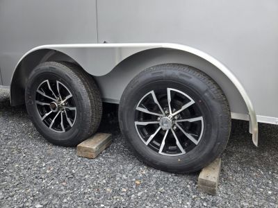 New 7 x 14 Look ST DLX V-Nose Cargo Trailer, 7k GVWR ***Silver PolyCor Composite Exterior, Ramp Door, Alum Wheels
