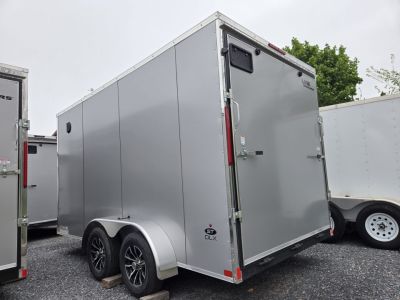 New 7 x 14 Look ST DLX V-Nose Cargo Trailer, 7k GVWR ***Silver PolyCor Composite Exterior, Ramp Door, Alum Wheels