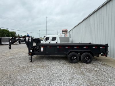 New HillCrest Dump 7x16 GN 2' 17,600 GVWR W/ HD Tube Ramps
