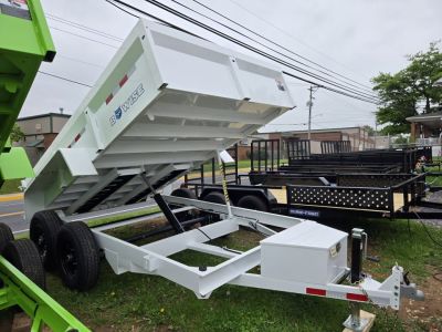 New 7 x 12 B-WISE LE Series Low Profile Dump Trailer, 12K GVWR **White w/Combo Gate, Ramps, D-Rings