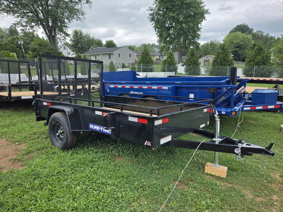 New 6 x 10 Sure Trac Steel High Side Utility Trailer, 3k GVWR ***w/Spring Assist Fold-Flat Gate, Spare Tire Mount, Set Back Jack