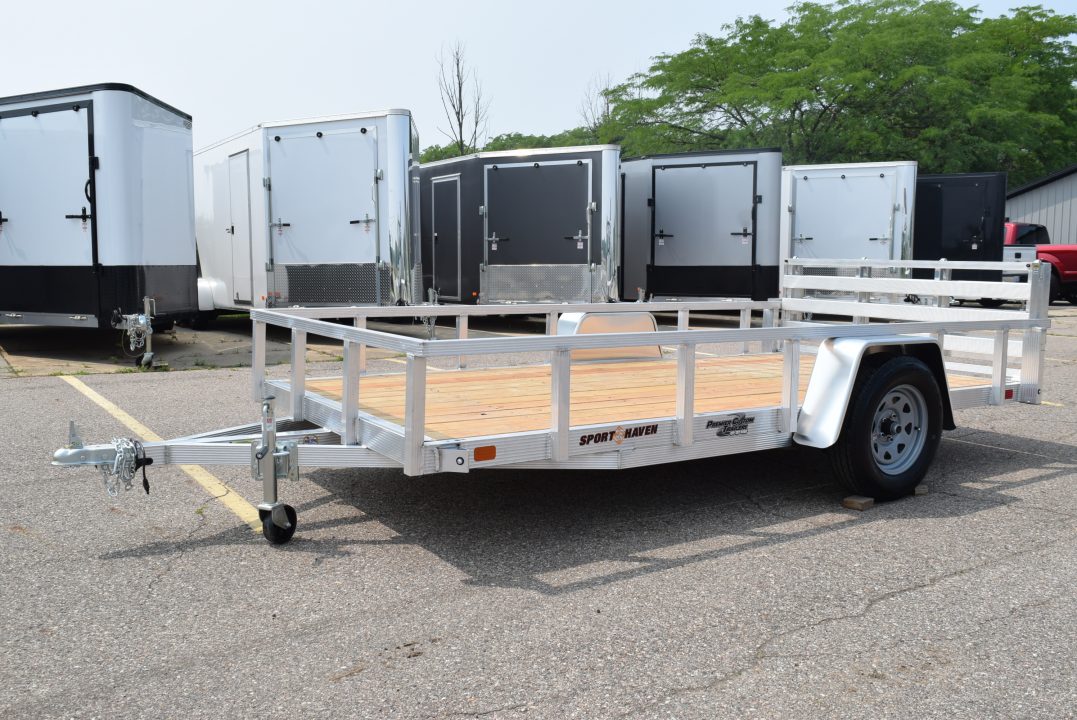 New 2026 Sport Haven 6x12 Aluminum Utility Trailer W/ BI-FOLD RAMP GATE