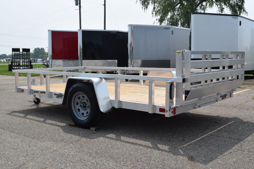 New 2026 Sport Haven 6x12 Aluminum Utility Trailer W/ BI-FOLD RAMP GATE