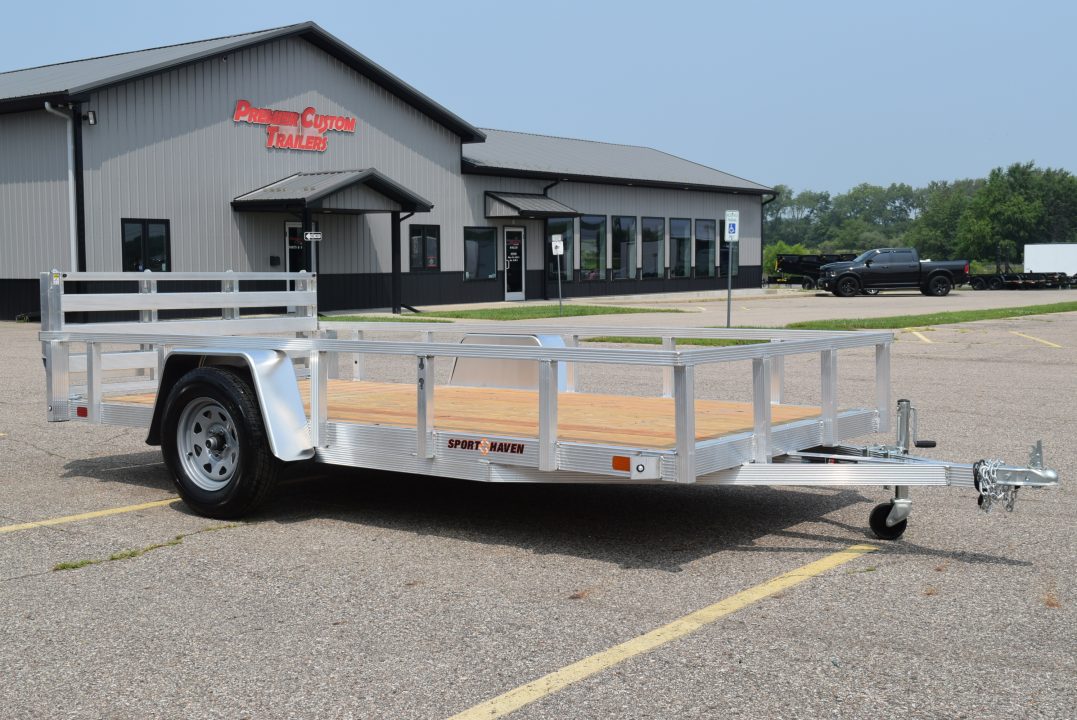 New 2026 Sport Haven 6x12 Aluminum Utility Trailer W/ BI-FOLD RAMP GATE