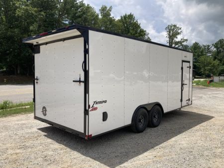 New 2026 HOMESTEADER CARGO TRAILER / INTREPID SERIES / 8..6'X20' / 32" SIDE DOOR / RAMP REAR DOOR / .080 WHITE POLY CORE ALUMINUM / BLACK OUT PKG / 7' INTERIOR HEIGHT / 5200# AXLES / REAR SPOILER W/ LOAD LIGHTS