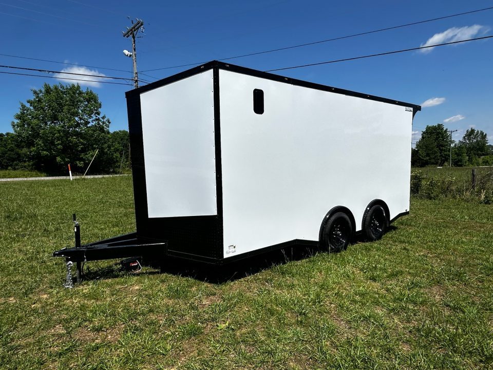 New 2026 8.5x16 Car Hauler-5200 Torsion- White poly- Blackout- Enclosed Trailer