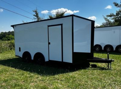 New 2026 8.5x16 Car Hauler-5200 Torsion- White poly- Blackout- Enclosed Trailer