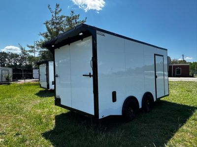 New 2026 8.5x16 Car Hauler-5200 Torsion- White poly- Blackout- Enclosed Trailer