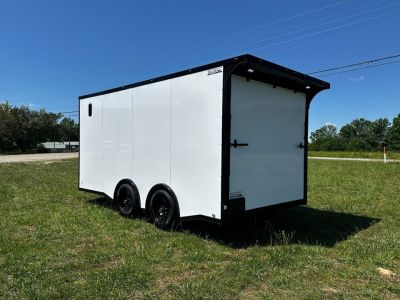 New 2026 8.5x16 Car Hauler-5200 Torsion- White poly- Blackout- Enclosed Trailer