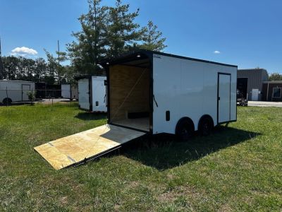 New 2026 8.5x16 Car Hauler-5200 Torsion- White poly- Blackout- Enclosed Trailer
