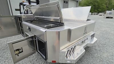 New Martin Truck Bodies Aluminum Gooseneck Service Body DRW 60" CA Cab and Chassis Diamond Tread. LIGHTED COMPARTMENTS