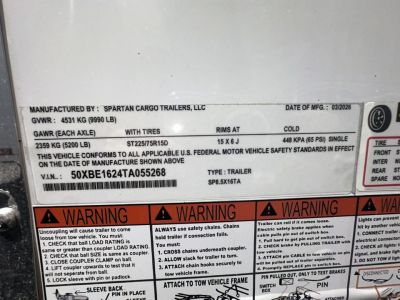 New 2026 SPARTAN CARGO S8.5X16TA Cargo / Enclosed Trailer