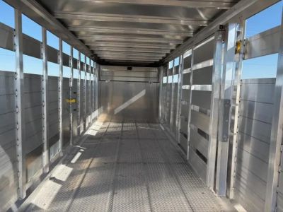 New 2027 EBY 6'11X20 Tandem 14K Aluminum Livestock Trailer W/ 1 Cut Gate & Full Swing Back Gate with Slider