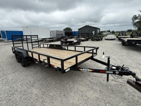 New 2026 H&H Black 82 x16'+2' 7k Dovetail Rail Side Utility Trailer
