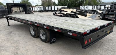 New 2026 Road Boss 25' Tandem Axle Gooseneck Flatbed with 8ks Equipment Trailer