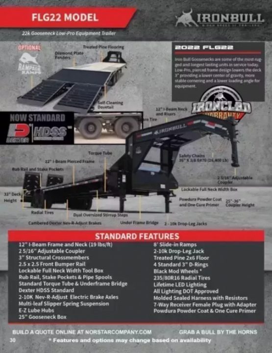 New 2026 Iron Bull 25' 24k Deckover Gooseneck Trailer