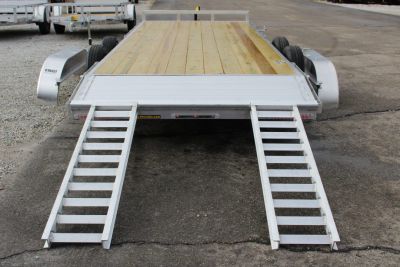 New 2026 H & H Trailer 7' x 18' Heavy Duty Aluminum Car Hauler - Slide In Ramps - 7000# GVW