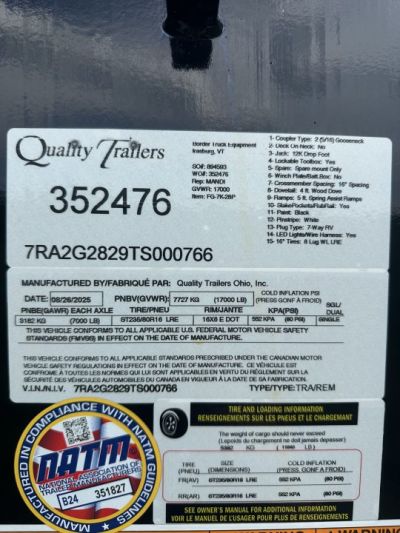 New 2025 Quality Trailers FG-7K-28P Gooseneck Bodies