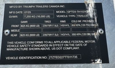 New 2025 Triumph Trailers GPTD3--TA102X24-80 Deckover Trailer