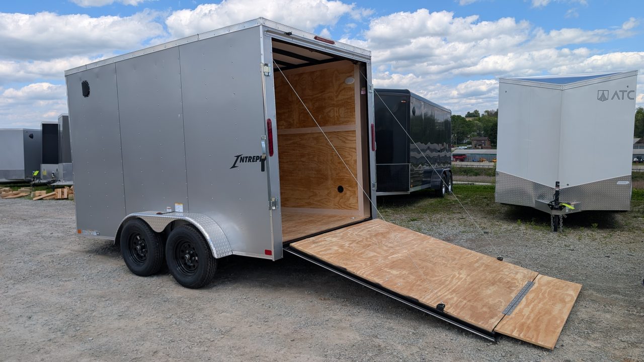 New 2026 Homesteader 7x12 Tandem Intrepid V-Nose Cargo Trailer w/ Ramp Door (84" INSIDE)