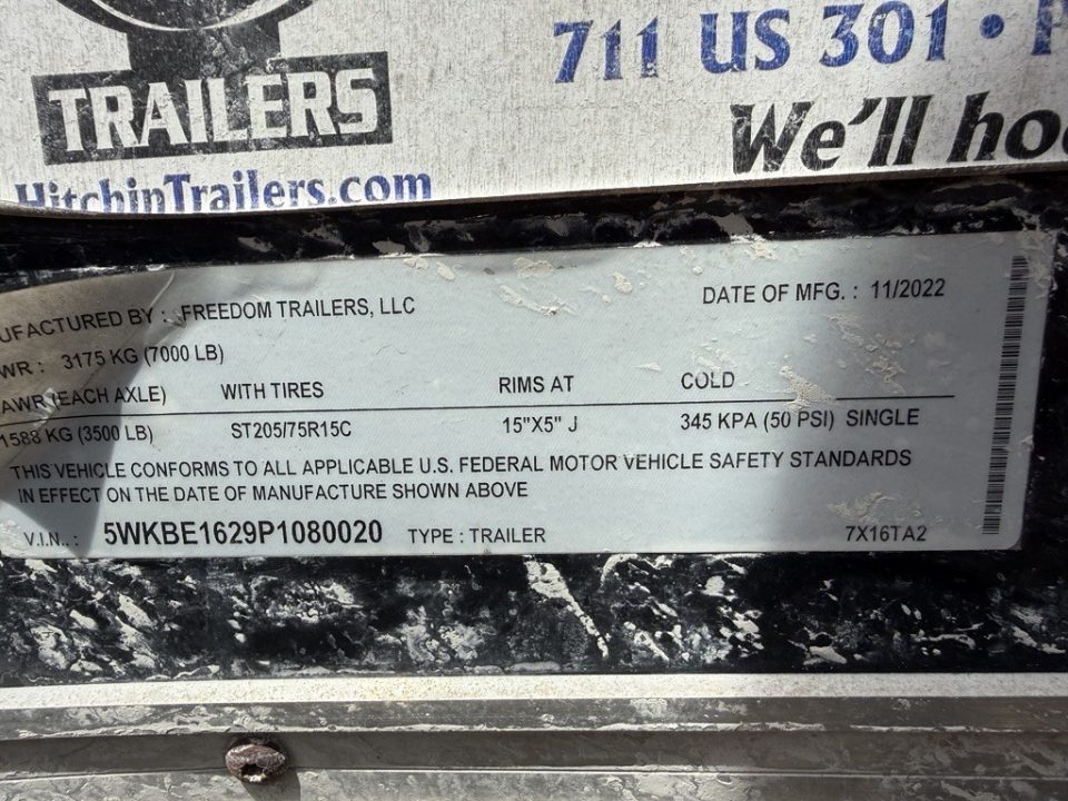 Used 2022 7x16 Black Enclosed Cargo Trailer | Tandem Axle (C080020)