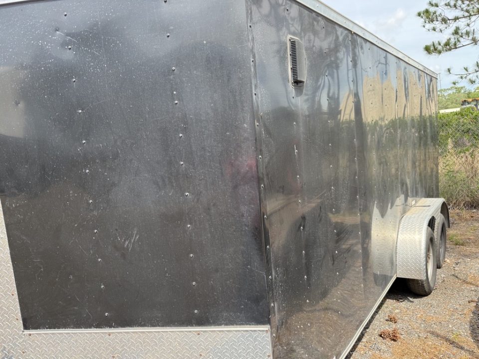 Used 2022 7x16 Black Enclosed Cargo Trailer | Tandem Axle (C080020)