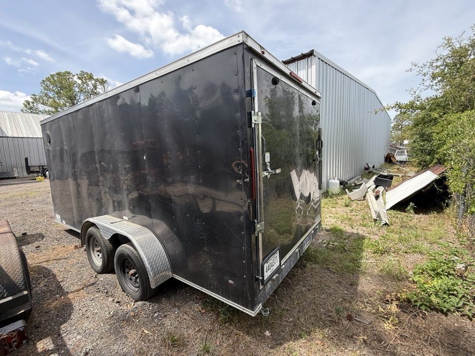 Used 2022 7x16 Black Enclosed Cargo Trailer | Tandem Axle (C080020)