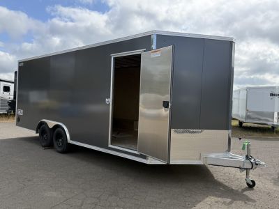 New 2026 ALCOM 8.5x20' EZ Hauler Enclosed XLT Pro Series, Charcoal, Side Door:Curbside Front, 3" Addt'l Box Height Car Hauler