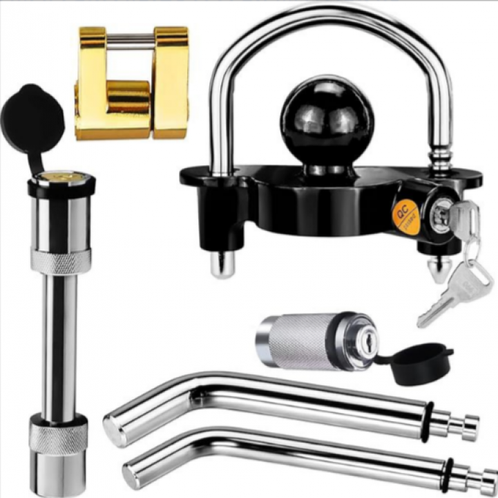 New 2025 Trailer Hitch Security Lock Set | Coupler Lock, Hitch Pin Locks & Universal Ball Lock