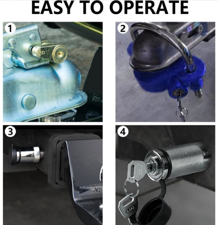 New 2025 Trailer Hitch Security Lock Set | Coupler Lock, Hitch Pin Locks & Universal Ball Lock