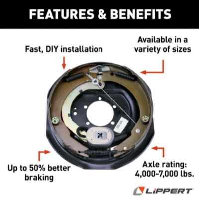 New 12" x 2" Left-Hand Electric Brake Assembly | FWSA Trailer Brake