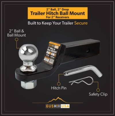 New 2025 Dynamic Trailer Parts Ball mount for 2" Receiver with 2" Ball (2" drop)