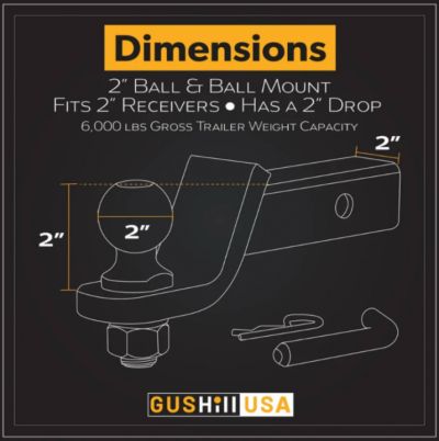New 2025 Dynamic Trailer Parts Ball mount for 2" Receiver with 2" Ball (2" drop)