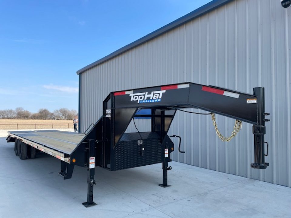 New 2026 TOP HAT 102X32 (27+5) GOOSENECK EQUIPMENT TRAILER TANDEM DUAL 12K AXLES,24,000 GVWR
