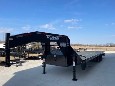 New 2026 TOP HAT 102X32 (27+5) GOOSENECK EQUIPMENT TRAILER TANDEM DUAL 12K AXLES,24,000 GVWR