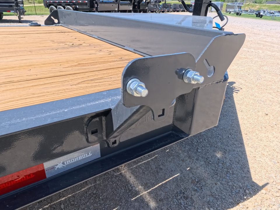 New 2026 Iron Bull 83x20 EWB Equipment Trailer, 14K GVWR, 3' Self Cleaning Dove Tail w/Rampage Ramps, Adj. 14K Coupler, LRE 10 Ply Tires