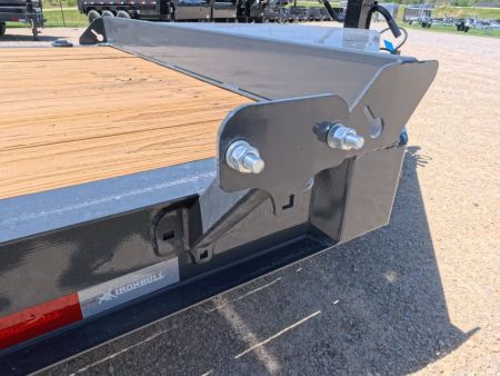 New 2026 Iron Bull 83x20 EWB Equipment Trailer, 14K GVWR, 3' Self Cleaning Dove Tail w/Rampage Ramps, Adj. 14K Coupler, LRE 10 Ply Tires