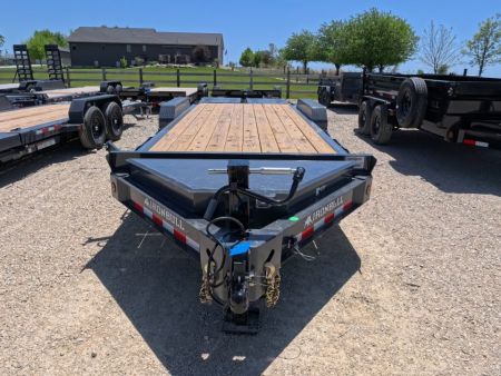 New 2026 Iron Bull 83x20 EWB Equipment Trailer, 14K GVWR, 3' Self Cleaning Dove Tail w/Rampage Ramps, Adj. 14K Coupler, LRE 10 Ply Tires