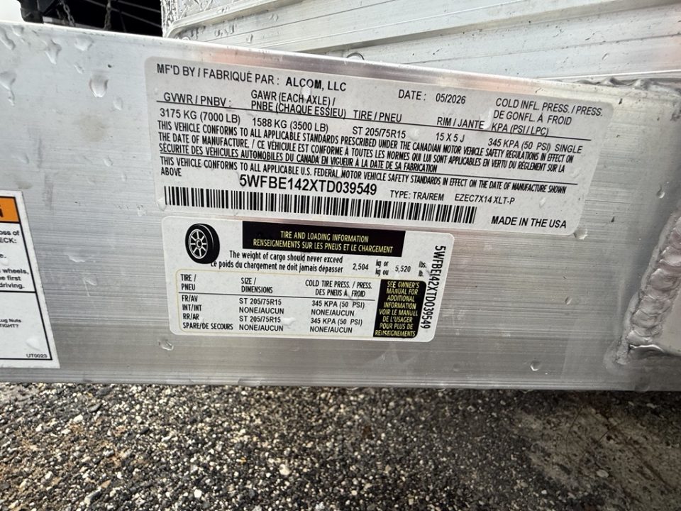 New 2026 ALCOM 7 X 14 Aluminum Charcoal Enclosed XLT Trailer with 6" Extra Height