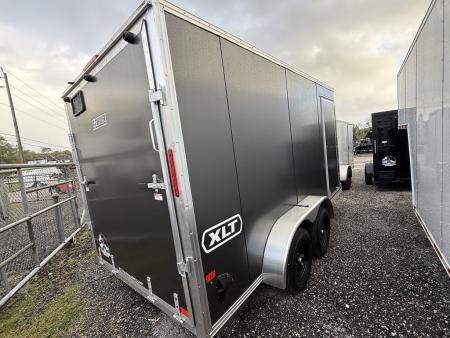 New 2026 ALCOM 7 X 14 Aluminum Charcoal Enclosed XLT Trailer with 6" Extra Height